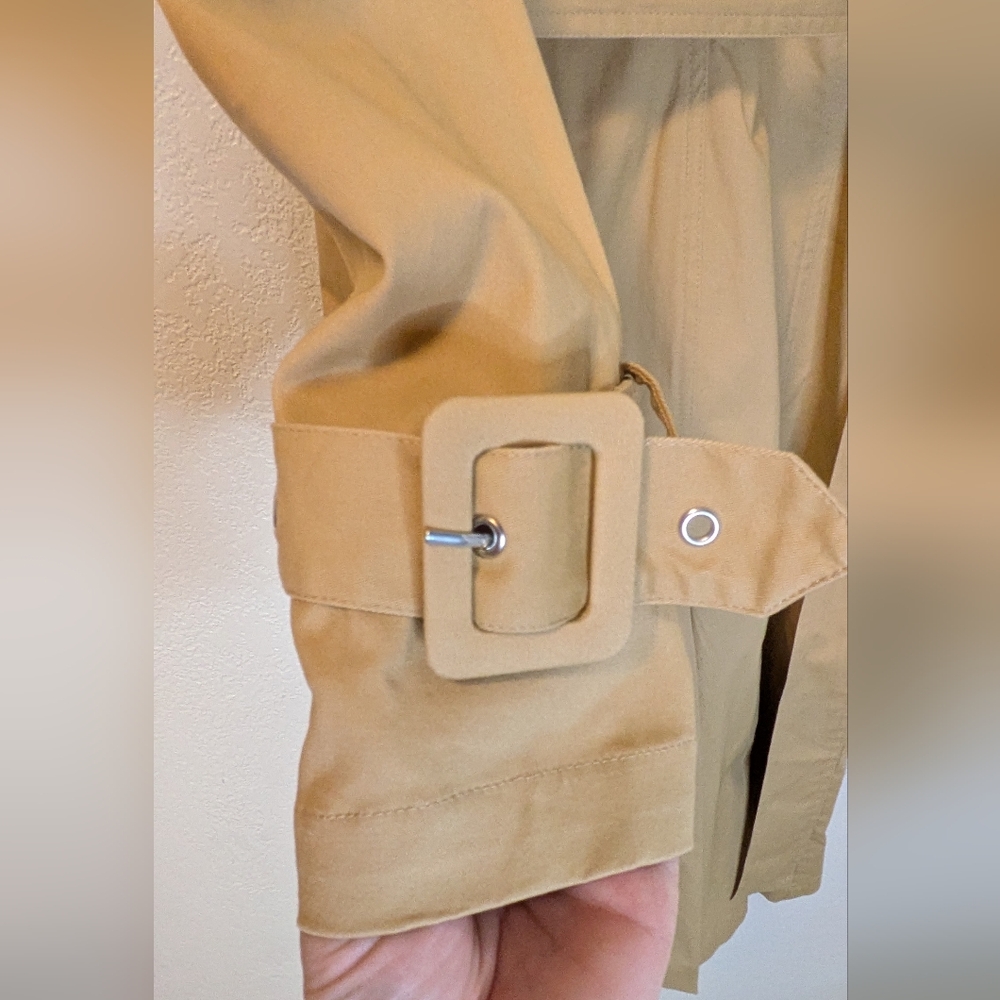 Avec Les Filles Puff Sleeve Classic Tan Trench Coat - Picture 9 of 15